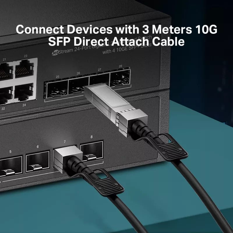 TP-Link 3 Meter 10G SFP+ Direct Attach Kabel, 3 m, DAC, SFP+, SFP+