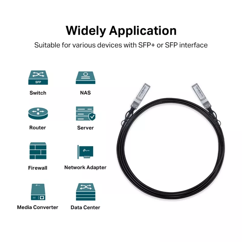 TP-Link 3 Meter 10G SFP+ Direct Attach Kabel, 3 m, DAC, SFP+, SFP+