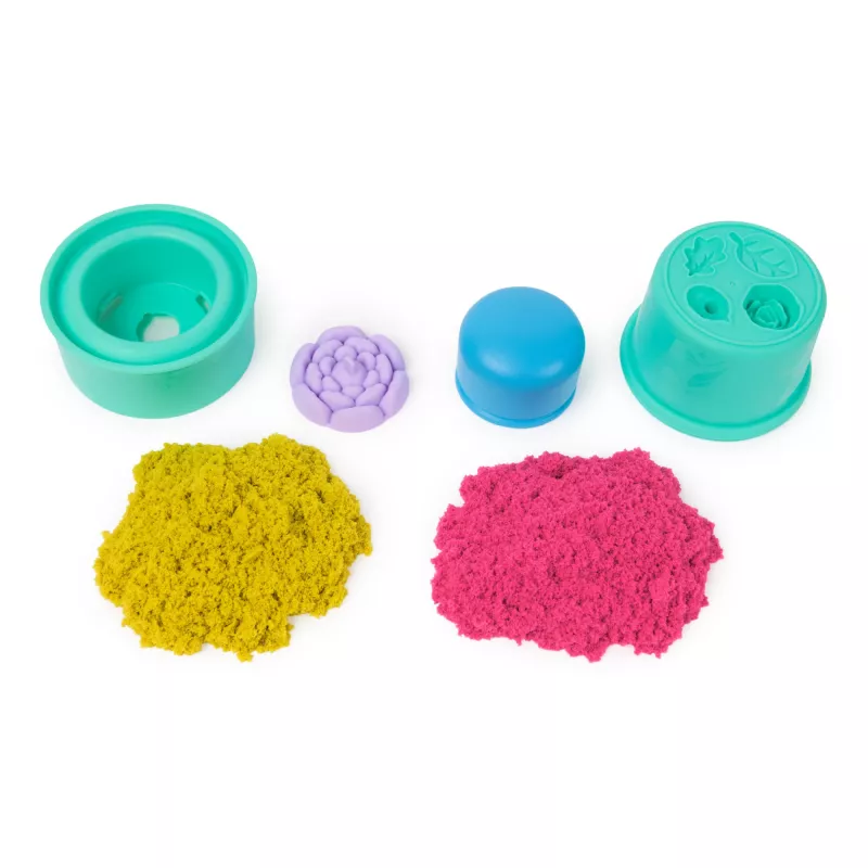 Kinetic Sand, SquishBlossom Blooming Flower, Osternester-Füllungen, enthält 227 g neongelben und pinkfarbenen formbaren Spielsand, Blumentopf und Formen, sensorisches Spielzeug für Kinder
