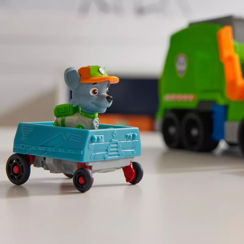 PAW Patrol: Crush N’ Roll Recycling-LKW mit Rocky-Actionfigur & verwandelbarem, verdichtetem Müllfahrzeug, Spielzeug für Jungen & Mädchen ab 3 Jahren