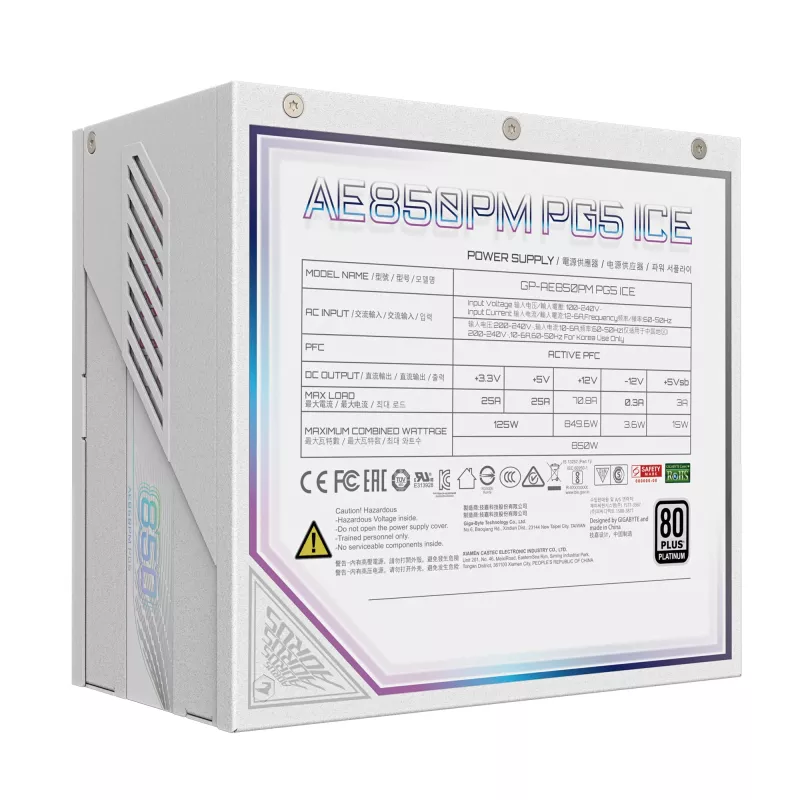 Netzteil GIGABYTE AORUS ELITE P850W 850W ATX 80 PLUS Platinum vollmodular weiß 120mm Lüfter