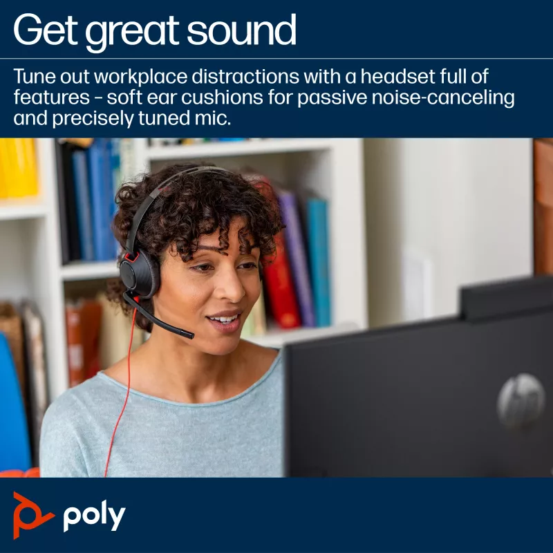 HP Poly Schwarzwire 5210 Monaural USB-C Headset +3.5mm Plug +USB-C/A Adapter