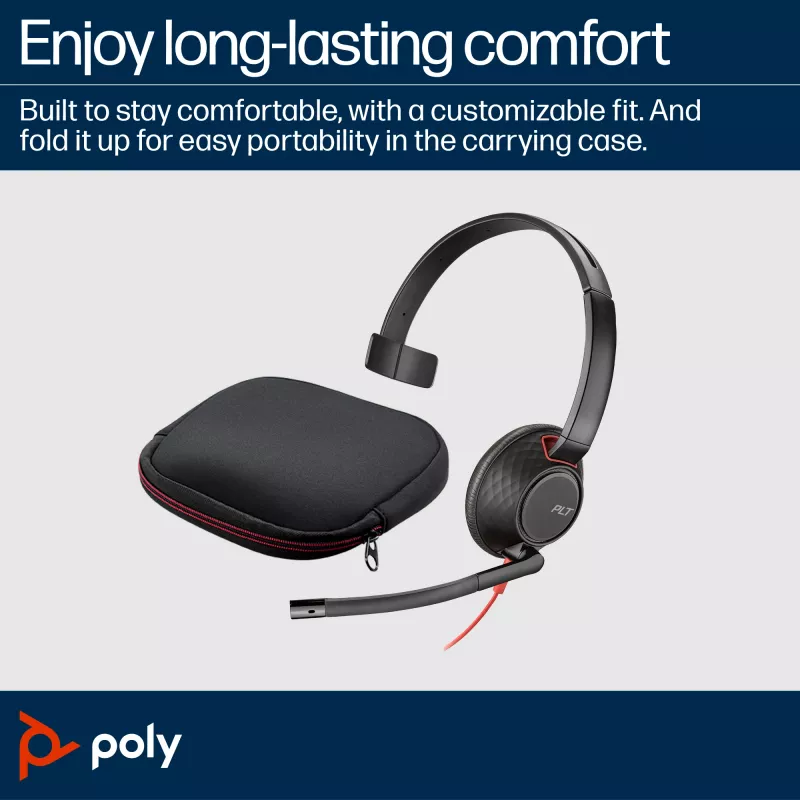 HP Poly Schwarzwire 5210 Monaural USB-C Headset +3.5mm Plug +USB-C/A Adapter