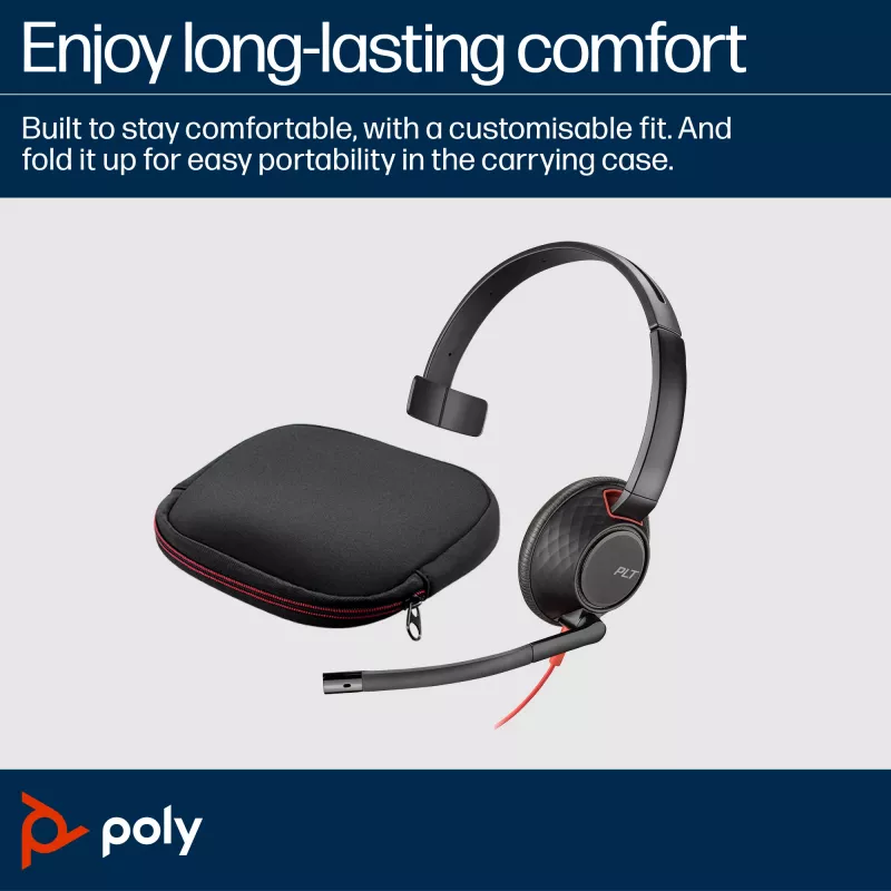 HP Poly Schwarzwire 5210 Monaural USB-C Headset +3.5mm Plug +USB-C/A Adapter
