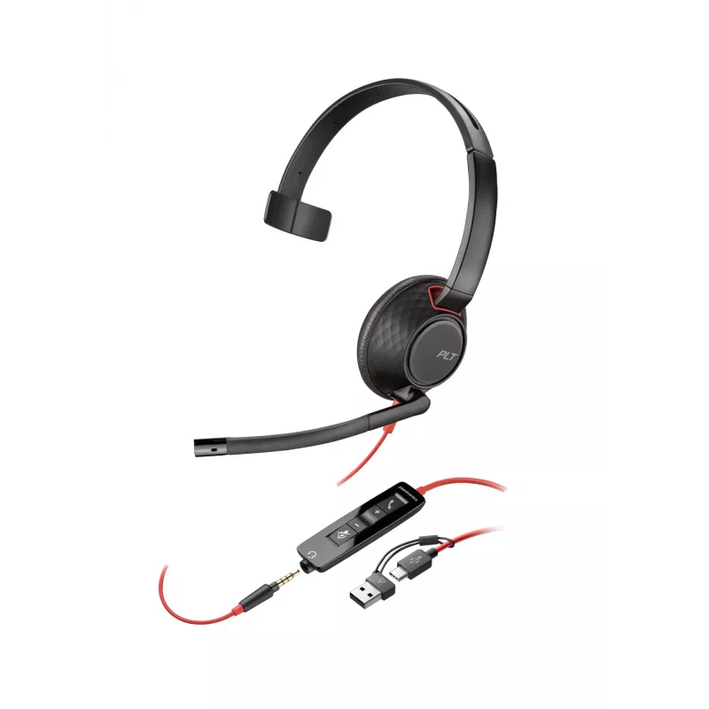 HP Poly Schwarzwire 5210 Monaural USB-C Headset +3.5mm Plug +USB-C/A Adapter