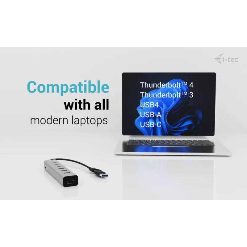 i-tec USB-C/USB-A Lade-Metall-HUB 7 Port (3x USB-C, 4x USB-A)