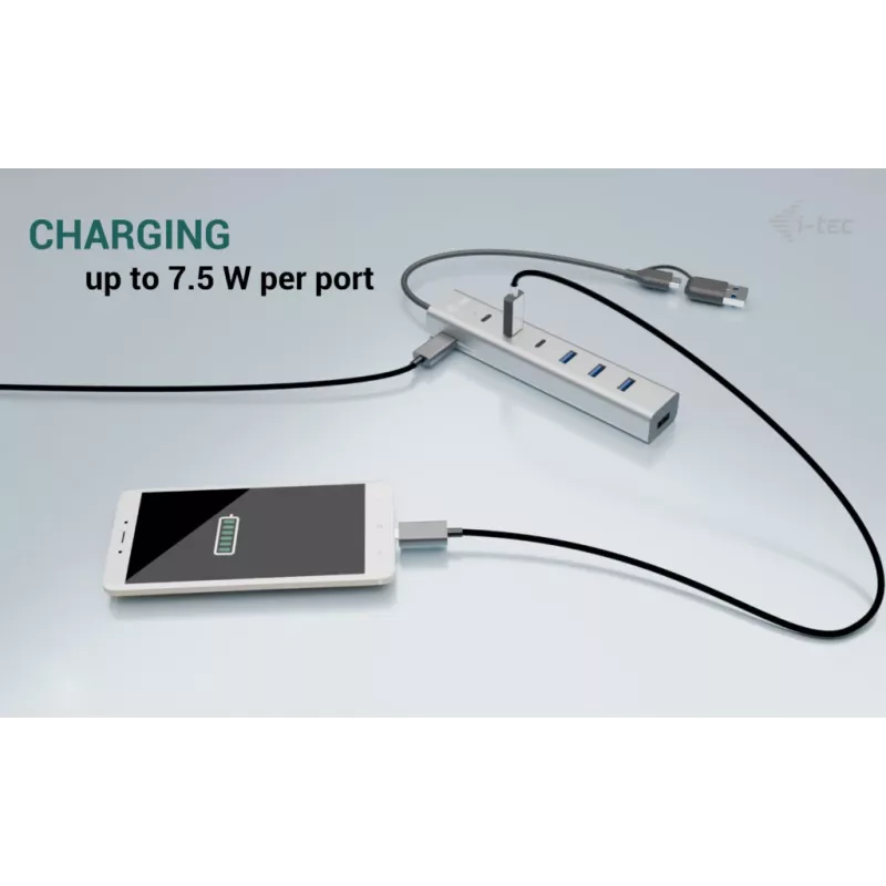i-tec USB-C/USB-A Lade-Metall-HUB 7 Port (3x USB-C, 4x USB-A)
