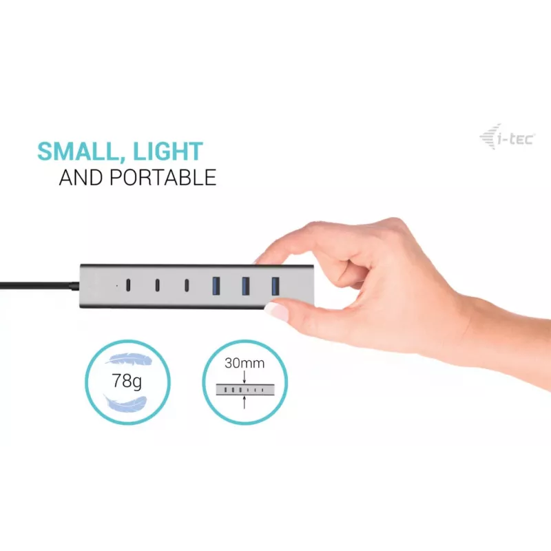i-tec USB-C/USB-A Lade-Metall-HUB 7 Port (3x USB-C, 4x USB-A)