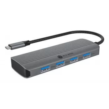 ICY BOX IB-DK4022a-CPD Kabelgebunden USB 3.2 Gen 1 (3.1 Gen 1) Typ-C Aluminium, Silber