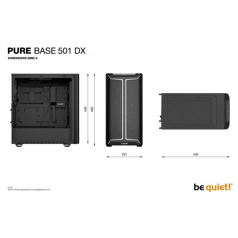 PC-Gehäuse be quiet! Pure Base 501 DX Schwarz Midi Tower