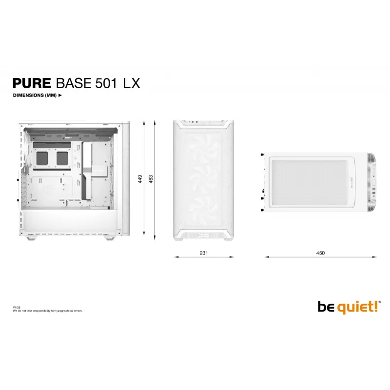 PC-Gehäuse be quiet! Pure Base 501 LX White Midi Tower