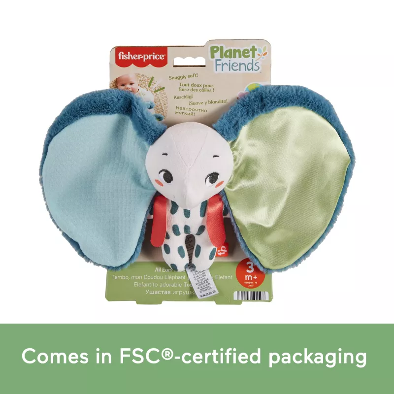 Stofftier MATTEL Fisher-Price Planet Friends Riesige-Ohren-Elefant HKD63, Plüschelefant-Begleiter