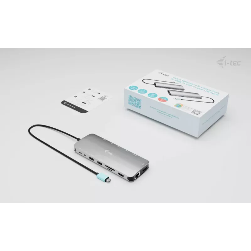 i-tec Metal USB-C Nano 3x Display Dock, 2x HDMI 1x USB-C Video + Power Delivery 140 W