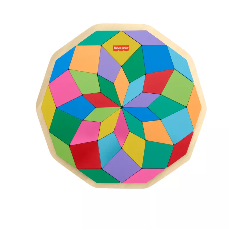 Fisher-Price Mandala-Puzzle aus Holz, geometrisch, für Kleinkinder und Kinder, 40 Holzteile
