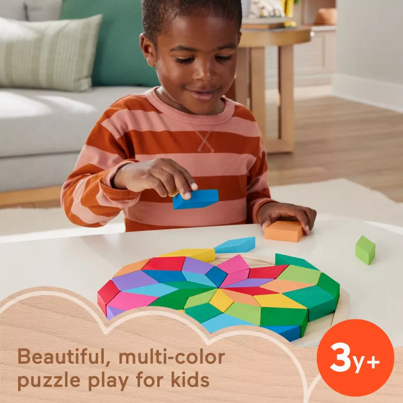 Fisher-Price Mandala-Puzzle aus Holz, geometrisch, für Kleinkinder und Kinder, 40 Holzteile
