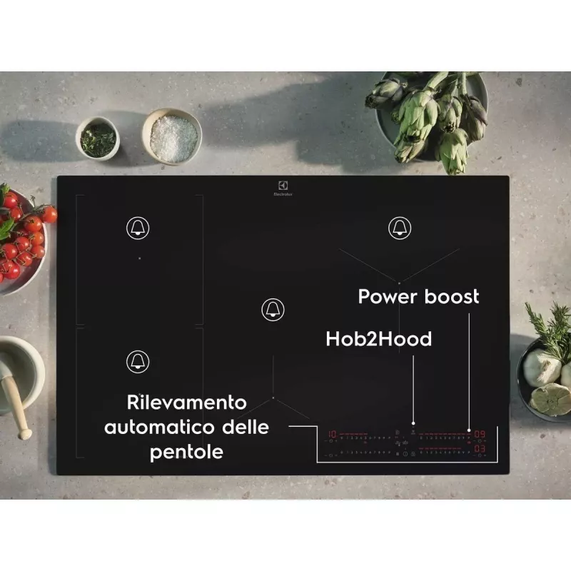 Induktionskochfeld Electrolux Serie 700 EIS82453, 4-Zonen 80 cm, schwarzes Glas, Touch- & Scrollbalken-Steuerung