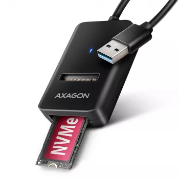 SSD-Gehäuse AXAGON ADM2-AM USB-A 10 Gbit/s für einzelne M.2 NVMe/SATA-Laufwerk, USB 3.2 Gen 2, 10 cm Kabel, schwarz