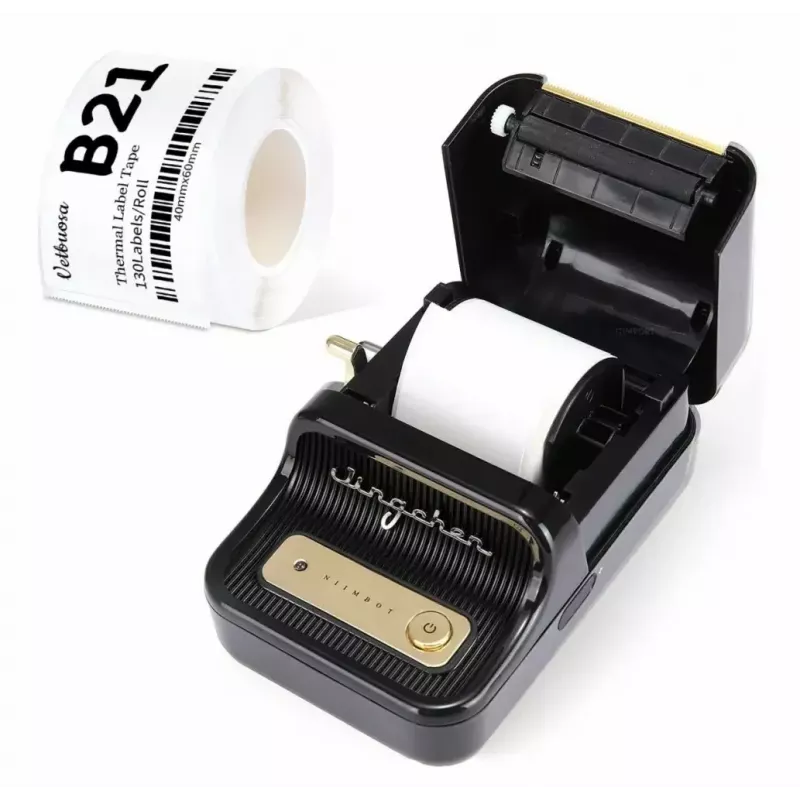 Etikettendrucker NIIMBOT B21S Schwarz — kompakter Bluetooth-Rollendrucker, 50 mm Druckbreite, 60 mm/s, Li-Ion 1200 mAh