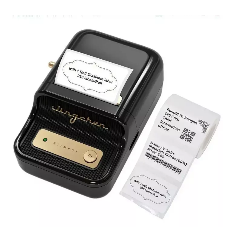 Etikettendrucker NIIMBOT B21S Schwarz — kompakter Bluetooth-Rollendrucker, 50 mm Druckbreite, 60 mm/s, Li-Ion 1200 mAh