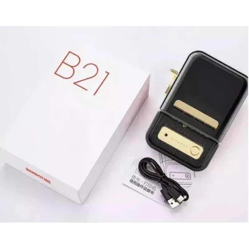 Etikettendrucker NIIMBOT B21S Schwarz — kompakter Bluetooth-Rollendrucker, 50 mm Druckbreite, 60 mm/s, Li-Ion 1200 mAh