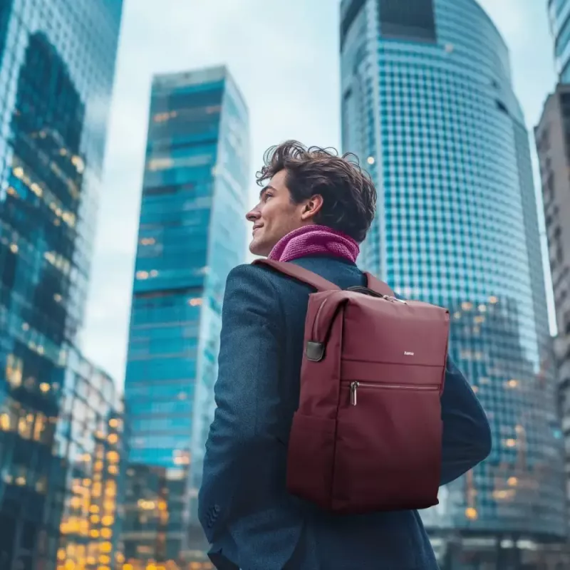 Laptop-Rucksack HAMA 227060 für 16,2-Zoll-Laptops, rot, gepolstertes Laptopfach