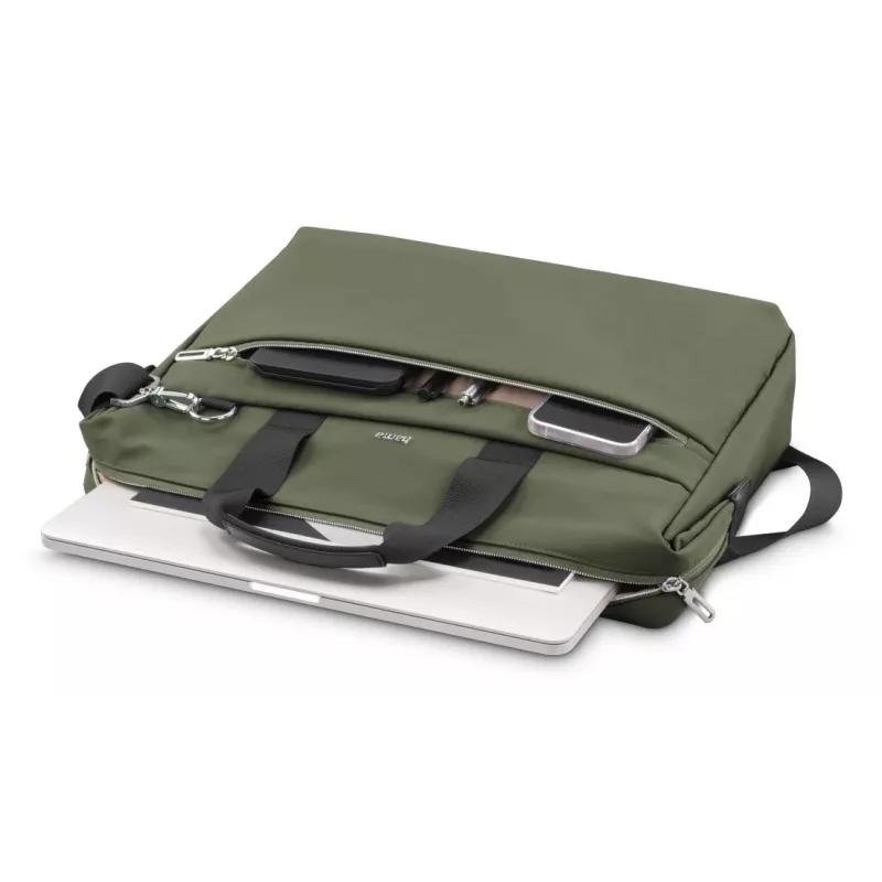 Laptoptasche HAMA ultimate 227063 — grün, geeignet für Laptops bis zu 15,6 Zoll, gepolstertes Fach, Vordertasche, Schultergurt