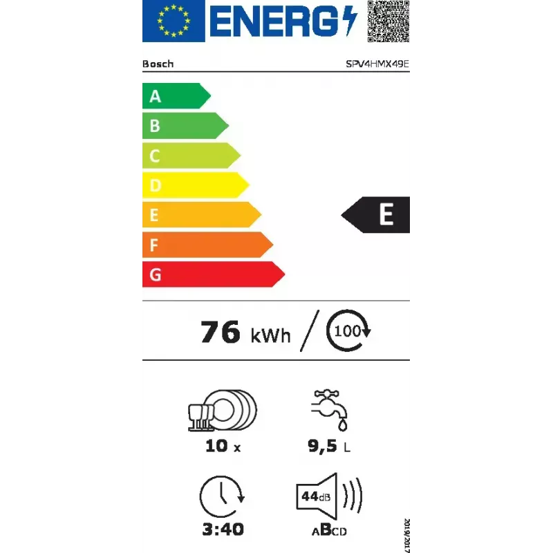 Einbau-Geschirrspüler Bosch Serie 4 SPV4HMX49E – Slimline 45 cm, 10 Maßgedecke, 44 dB, 6 Programme