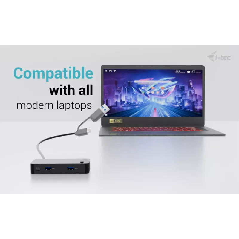 i-tec Universal KVM HUB 2x USB-C 2x USB-A 3.0 5000 Mbit/s Schwarz