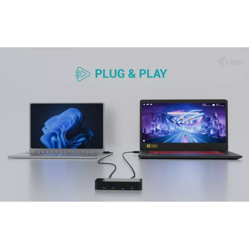 i-tec Universal KVM HUB 2x USB-C 2x USB-A 3.0 5000 Mbit/s Schwarz