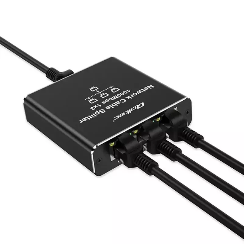 Ethernet-Splitter QOLTEC 52294 1x3 RJ45 mit USB-C-Stromversorgungseingang