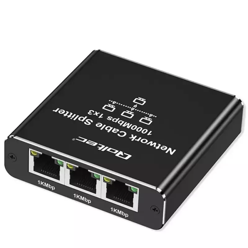 Ethernet-Splitter QOLTEC 52294 1x3 RJ45 mit USB-C-Stromversorgungseingang
