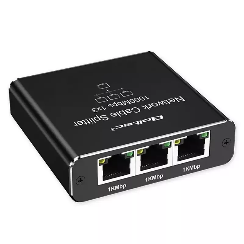 Ethernet-Splitter QOLTEC 52294 1x3 RJ45 mit USB-C-Stromversorgungseingang
