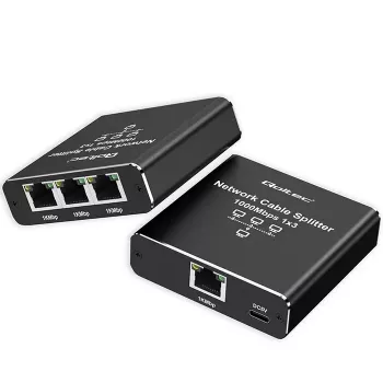 Ethernet-Splitter QOLTEC 52294 1x3 RJ45 mit USB-C-Stromversorgungseingang