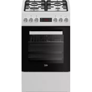Freistehender Gas-Elektro-Herd BEKO FSE52323DWD, 4-Flammen-Kochfeld, 60 cm, 55 L Backofen, Energieeffizienzklasse A