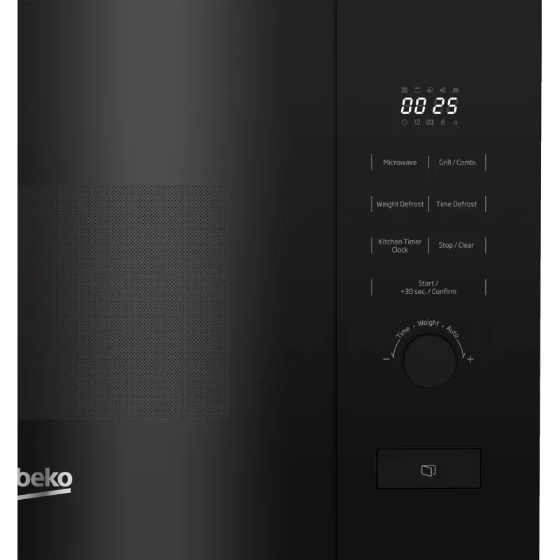 Einbau-Mikrowelle mit Grill BEKO BMGB20212B, 800 W, 20 L, Drehregler & Tasten, 24,5 cm Drehteller, schwarz