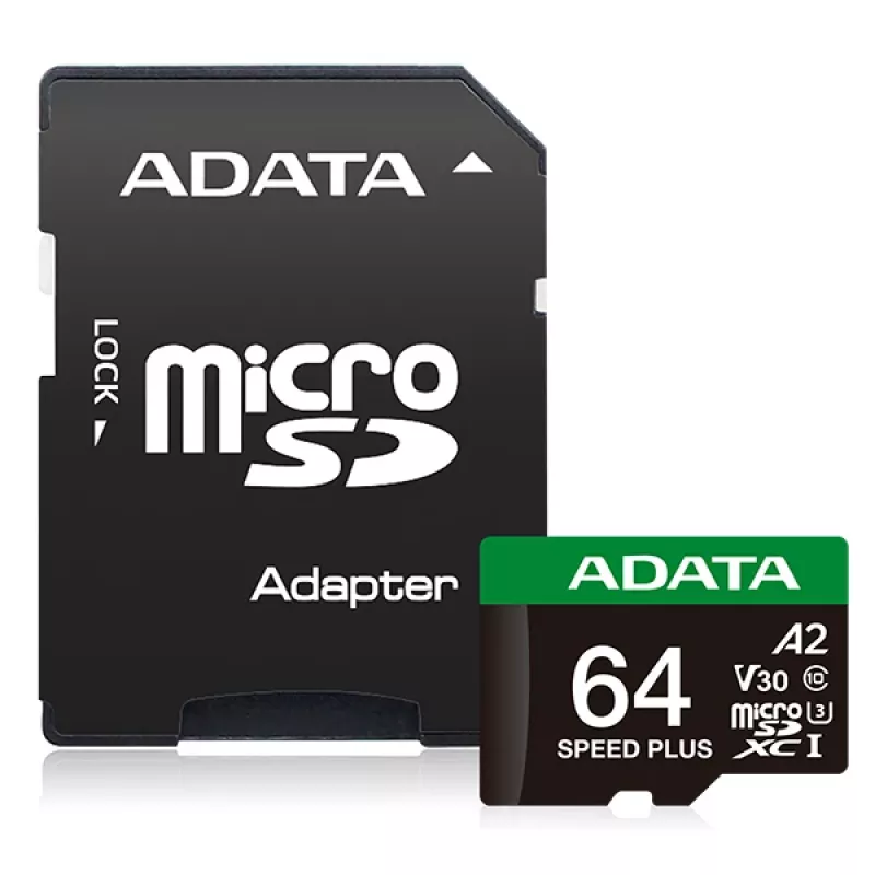 MicroSDXC-Karte ADATA Speed Plus 64 GB UHS Class 3 Modell UD64GUI3V30A2SP-RA1