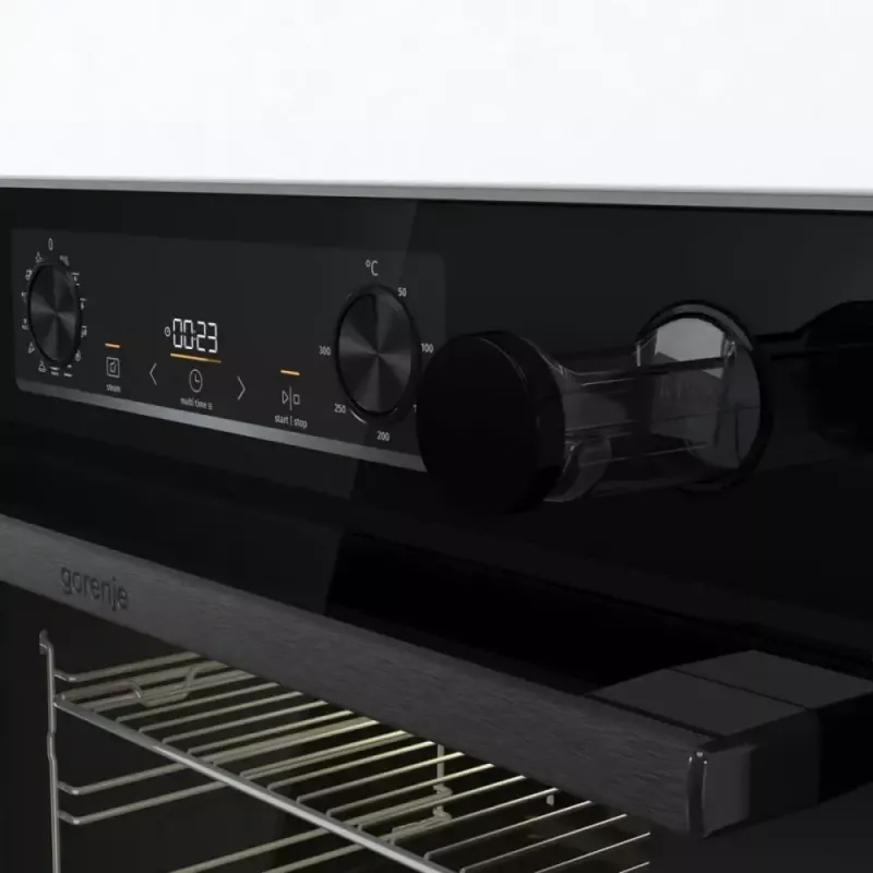 Einbau-Elektrobackofen Gorenje BSA6737E15BG — 77 l, schwarz, digitaler Timer, Konvektion, Grill, Pizzafunktion