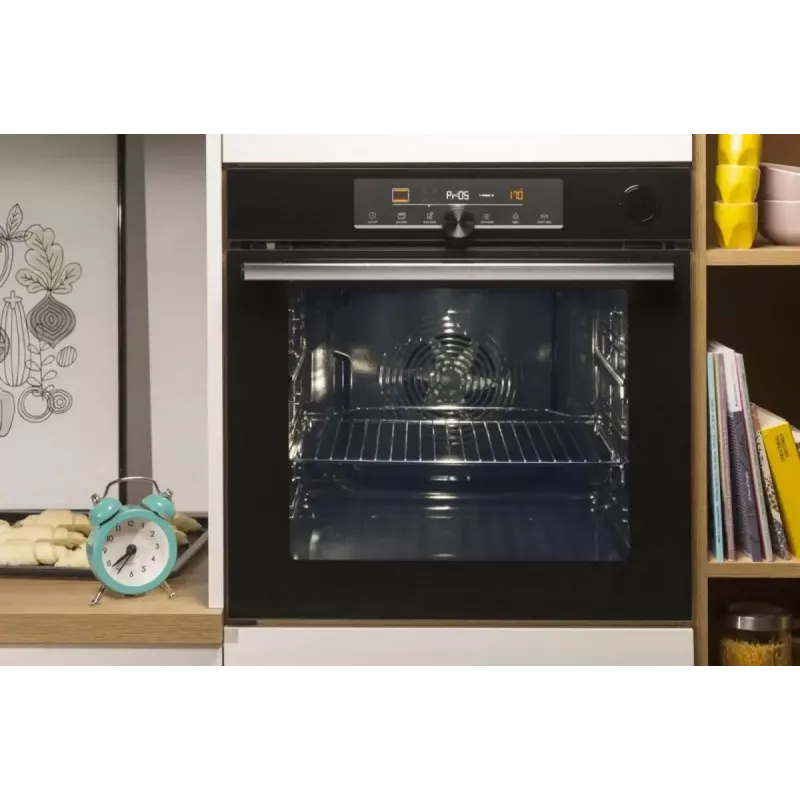 Einbau-Elektrobackofen Gorenje BSA6737E15BG — 77 l, schwarz, digitaler Timer, Konvektion, Grill, Pizzafunktion
