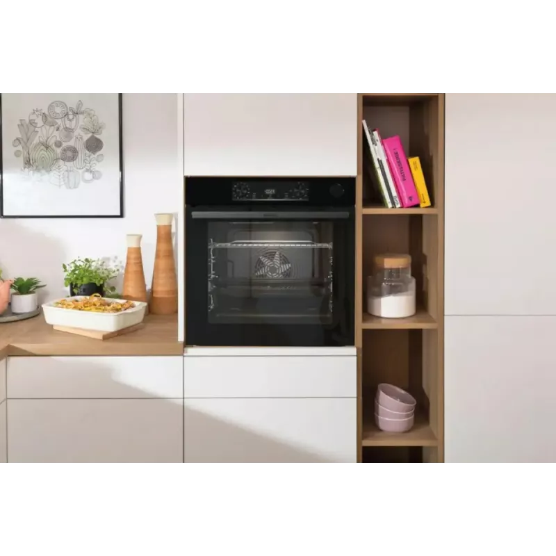 Einbau-Elektrobackofen Gorenje BSA6737E15BG — 77 l, schwarz, digitaler Timer, Konvektion, Grill, Pizzafunktion