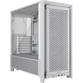PC-Gehäuse CORSAIR FRAME 4000D RS Midi Tower Weiß — ATX, gehärtetes Glas, 3x120mm Frontlüfter, unterstützt 360/240/140mm Radiatoren