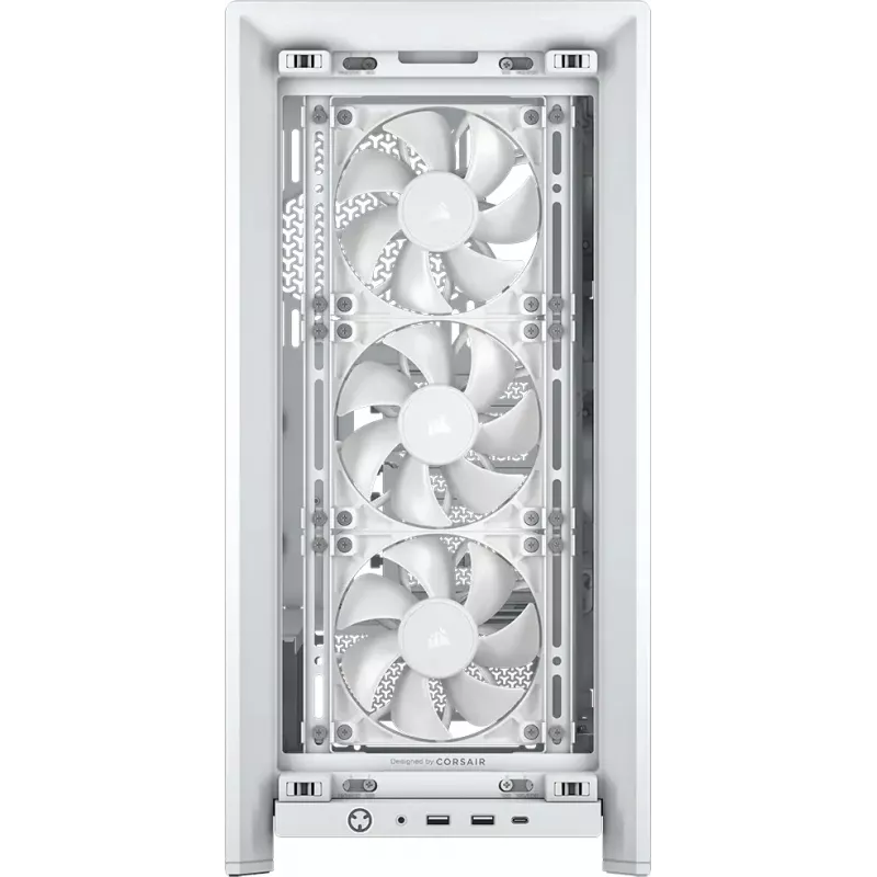 PC-Gehäuse CORSAIR FRAME 4000D RS Midi Tower Weiß — ATX, gehärtetes Glas, 3x120mm Frontlüfter, unterstützt 360/240/140mm Radiatoren