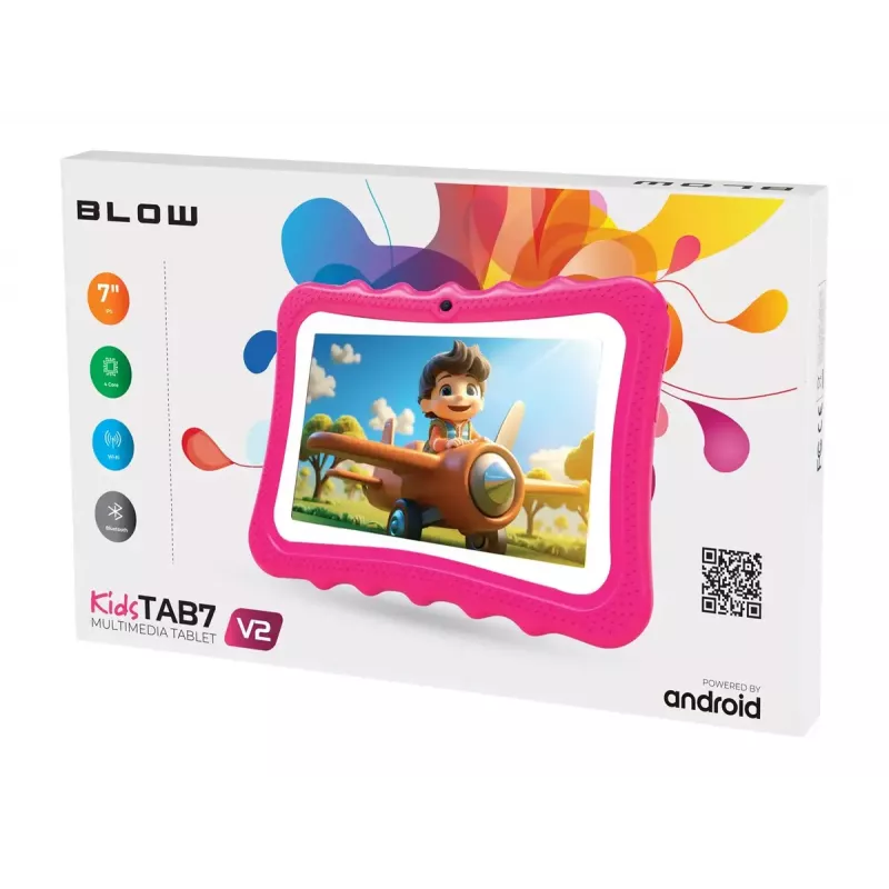 BLOW KidsTAB7 V2 Tablet, 7" 1280x800, A133 1,5 GHz, 4 GB RAM, 32 GB, Android 14, mit Hülle, Pink