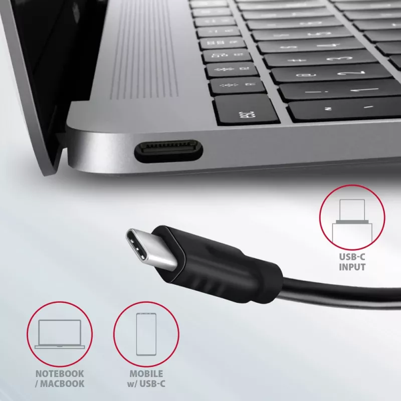 Axagon HMC-5G21 USB 10Gbps Hub, 2x USB-A, 2x USB-C, HDMI 4k/30Hz, PD 60W, USB-C-Kabel