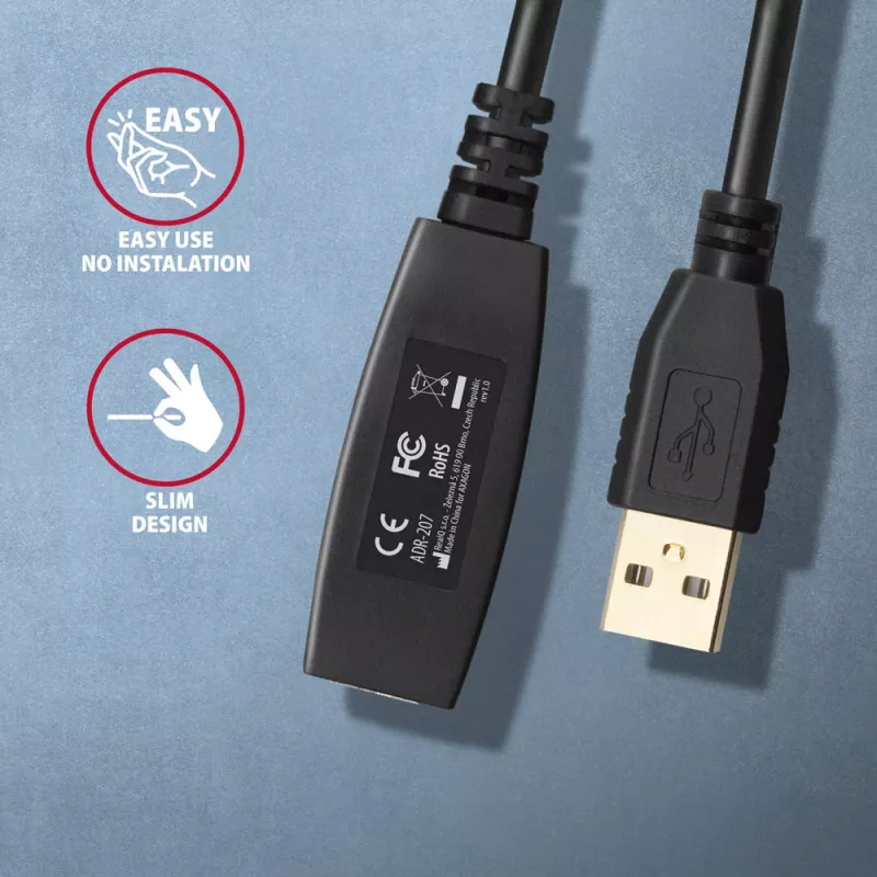 Axagon ADR-207 USB-Verlängerungskabel 7,5 m USB 2.0 Schwarz