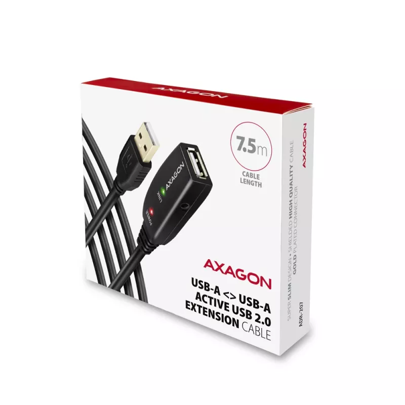 Axagon ADR-207 USB-Verlängerungskabel 7,5 m USB 2.0 Schwarz