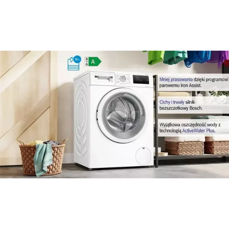 Frontlader-Waschmaschine Bosch WAN2405MPL, 7 kg, 1200 U/min, Energieeffizienzklasse A, LED-Anzeige, weiß