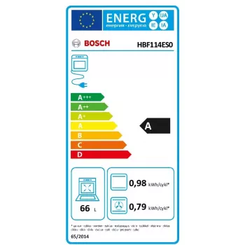 Einbau-Elektrobackofen Bosch Serie 2 HBF114ES0 — 66 l, Edelstahl, Touch- und Drehregler, 7 Programme, Grill, Heißluft, 50–275 °C