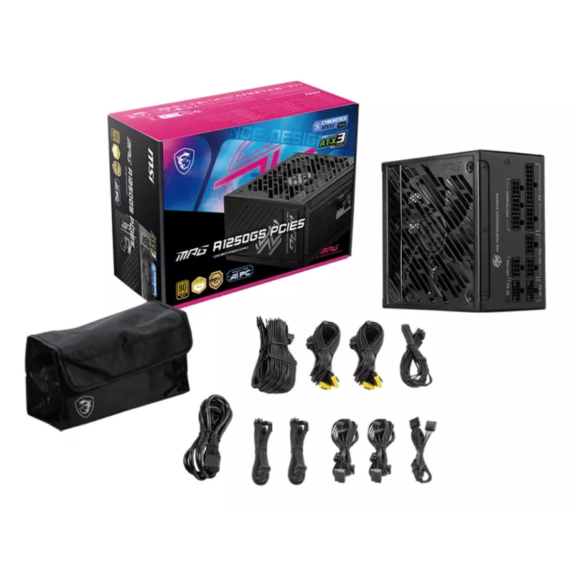 MSI MPG A1250GS PCIE5 Netzteil 1250 W 20+4 pin ATX ATX Schwarz