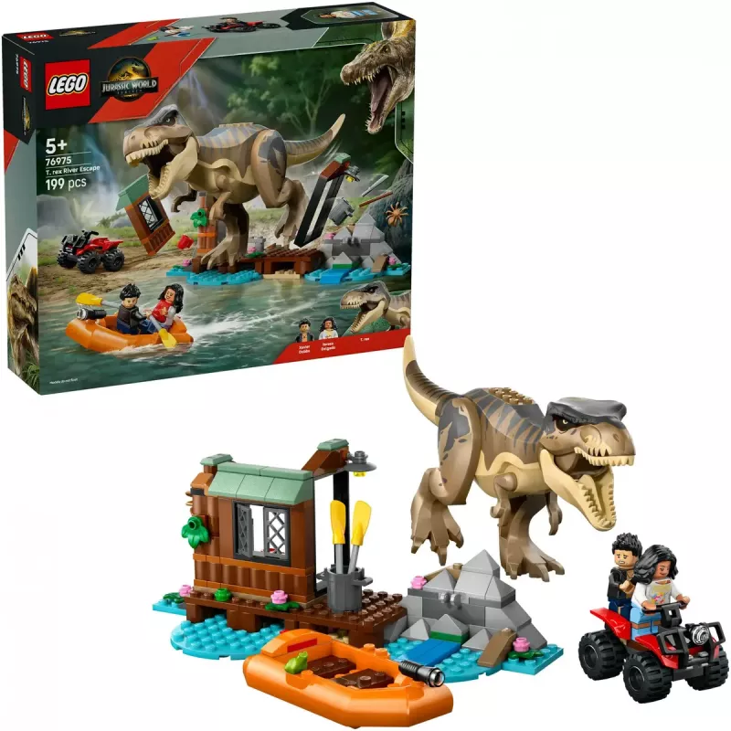 LEGO Dinosaurier-Bauset T. rex River Escape 76975 — 199 Teile, 2 Minifiguren, Alter 5+
