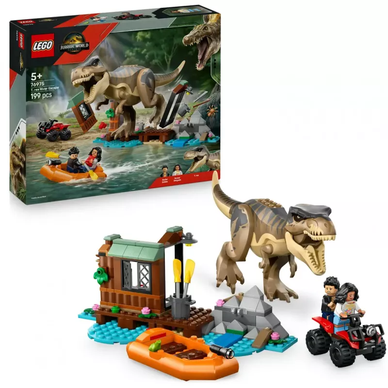 LEGO Dinosaurier-Bauset T. rex River Escape 76975 — 199 Teile, 2 Minifiguren, Alter 5+